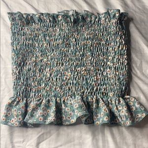 Green flower tube top